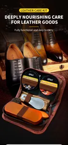 Lederpflege-Set für Schuhe und Lederwaren mit Schuhcreme, Bürsten und nützlichem Zubehör.