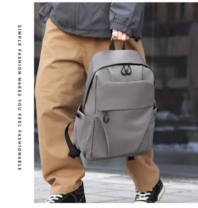 Zaino casual grigio minimalista da uomo, grande capacità viaggio borsa per computer portatile.