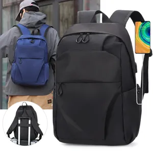 Zaino Casual Da Uomo In Nylon Grande Capacità Impermeabile Viaggio Computer Portatile Borsa Scolastica Con Porta Di Ricarica USB Nero