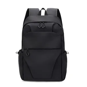 Zaino casual da lavoro nero di grande capacita per computer portatile da viaggio