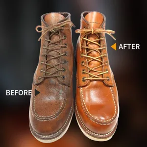 Stivali da lavoro in vera pelle classici design moc toe scarpe uomo prima e dopo cura