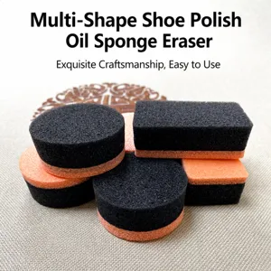 Multi-shape shoe polish sponge set for leather care, cleaning and shine, durable pack.