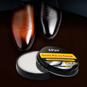 Cire de cirage solide pour chaussures en cuir en boîte métallique pour soin et éclat.