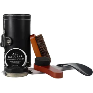 Leder Schuhpflege Kit Tragbar Schuhcreme Reiniger Holzbürste Schwang Schuhlöffel Aufbewahrungsbehältnis Für Tägliche Pflege