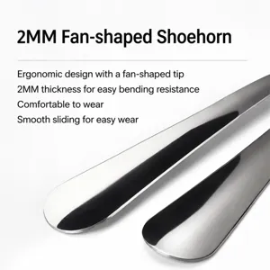 Thickened stainless steel metal shoehorn long handle shoe puller main product view display