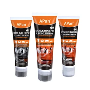 APan 80g Leder Schuhcreme Politur mit Schwamm Applikator, tiefe Lanolin Pflege für Schuhe.