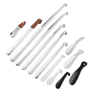 Stainless steel shoe horn long metal shoe lifter set for daily use and easy wearing.