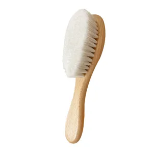 Natural beech wood handle soft bristle cleaning brush for shoes and daily care use main view.