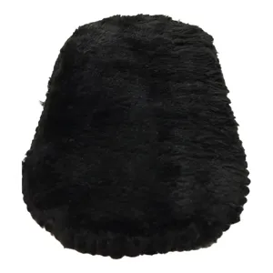 Black faux wool shoe polishing mitt soft fleece cleaning glove for daily footwear shine