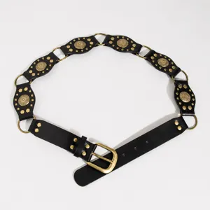 Y2K gothic punk rivet leather belt retro waist accessory for women fashion streetwear