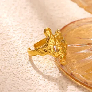 Minimalistische onregelmatige geometrische open ring van roestvrij staal voor dames sieraden