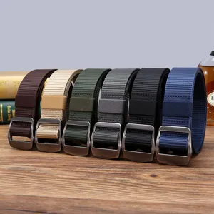 Herren Taktischer Segeltuch Gürtel Outdoor Training Gewebter Nylonriemen Mit Metall Glatter Schnalle Casual Mode Taillengürtel