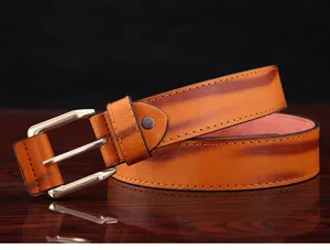 Stylish mens leather belt with metal pin buckle, casual business pu belt for jeans.
