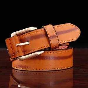 Men casual PU leather belt with metal pin buckle stylish business trouser strap for daily wear