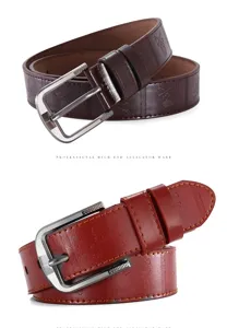Men's retro pin buckle leather belt with embossed skull design, casual fashion waist belt for men.