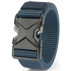 Mens tactical nylon belt with heavy duty quick release buckle for outdoor activities.