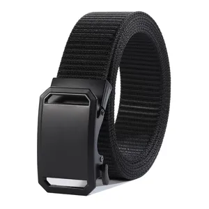 Men Casual Nylon Belt Tactical Outdoor Business Fashion Woven Belt With Alloy Automatic Buckle Adjustable Waist Strap