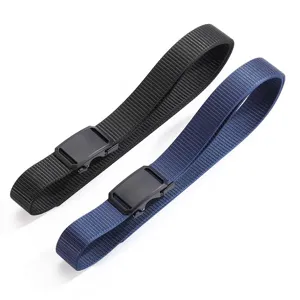 Men casual nylon tactical belt with black automatic buckle set, durable outdoor waist belt