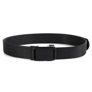 Durable men nylon belt with metal automatic buckle, casual outdoor tactical black belt.