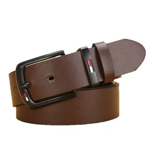 Men brown faux leather belt classic pin buckle casual stylish trousers belt for daily wear