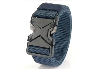 Men tactical nylon belt with metal buckle, durable outdoor web belt for casual work wear.