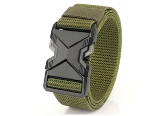 Tactical nylon belt for men, outdoor work pants strap with quick release metal buckle.