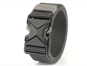 Durable nylon tactical belt for men with heavy duty X-buckle, ideal for outdoor sports and work.