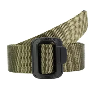 Ceinture tactique en nylon pour homme avec boucle lisse, ceinture loisir vert armée.