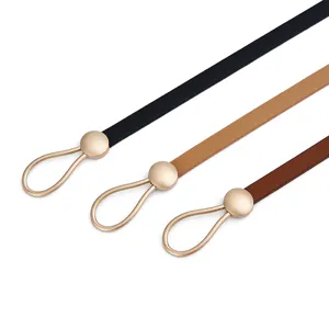 Cintura sottile in pelle da donna elegante cintura in PU per vestito jeans 3 colori