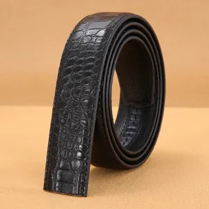 Ceinture automatique noire pour homme avec motif crocodile classique et elegante en cuir