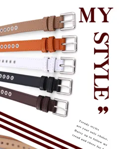 Women leather belt metal eyelet belt fashion casual waist belt stylish adjustable waist strap