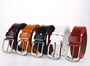 Men pu leather belt casual pin buckle stylish trousers belt multiple colors detail
