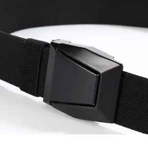 Close-up detail of the tactical belt buckle, featuring durable black nylon and quick release.