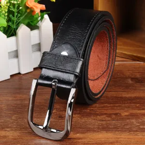 Men's Black Leather Belt Vintage Pin Buckle Casual Business Belt Accessories for Men