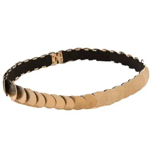 Women gold metal disc elastic waist belt retro stretch waist seal for dress and suit