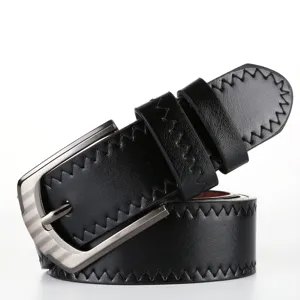 Men's Casual PU Leather Belt Pin Buckle Stylish Business Waistband Stitching Design Fashion Waist Belt For Men
