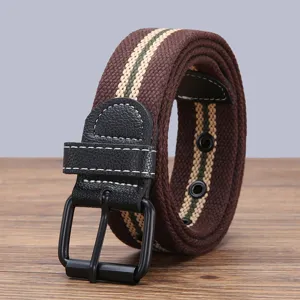 mens pin buckle canvas belt woven casual trouser belt daily wear apparel accessory