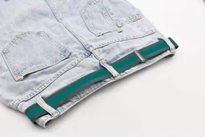 Women buckle free invisible stretch belt denim jeans detail view elastic waist band casual