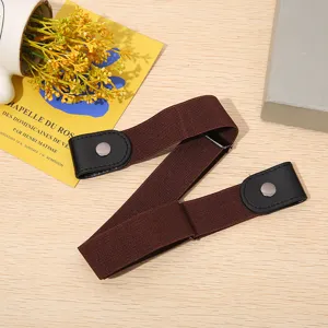 Women buckle-free invisible elastic belt stretch jeans waist belt casual daily accessory