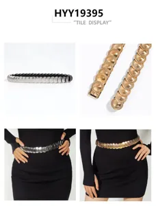 Women metallic disc elastic belt waist cinch dress coat accessory silver gold fashionable wide