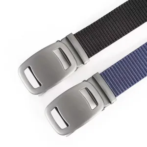 Men's Nylon Belt Casual Tactical Webbing Belt with Metal Automatic Buckle for Students