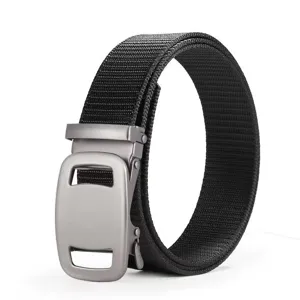 Men's tactical nylon belt with automatic metal buckle casual black belt for daily sports