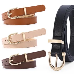 Ceinture en Cuir PU Décontractée pour Femme Boucle Ardillon en Métal Minimaliste Ceinture de Robe Jean Accessoires de Mode