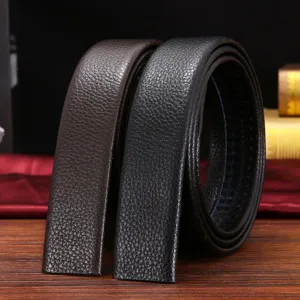 Cintura in Pelle da Uomo con Fibbia Automatica Cintura Casual d'Affari Lunghezza Regolabile Motivo Litchi Pelle Sintetica