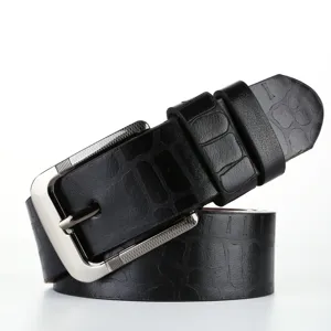 Men's Casual Faux Leather Belt Pin Buckle Embossed Design Adjustable Business Everyday Fashion Pants Belt