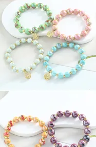 Bracelet en perles de ceramique Jingdezhen style frais perles glacees multicolores