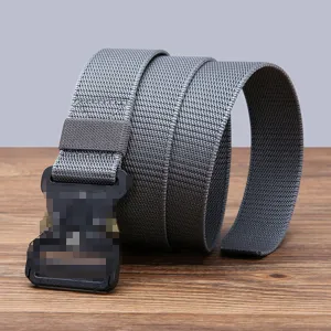 Men tactical nylon belt with heavy duty quick release buckle for outdoor sports and cargo pants