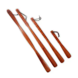 Solid wood shoe horn set with hanging rope, long handle wooden shoe horn for easy wear.