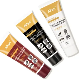 Sheep oil leather nursing cream set for shoes bags and sofas. 70g tubes in three colors.