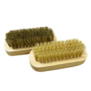 Wooden handle shoe brush set, dual bristle multi-functional cleaning brush for leather care.